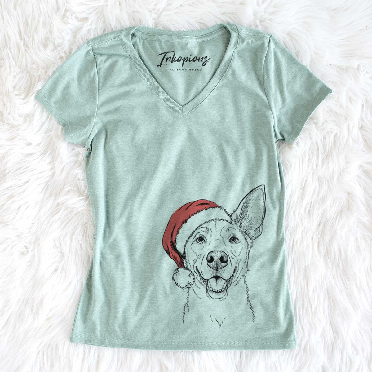 Santa Rumley the Kelpie Mix - Women&#39;s V-neck Shirt