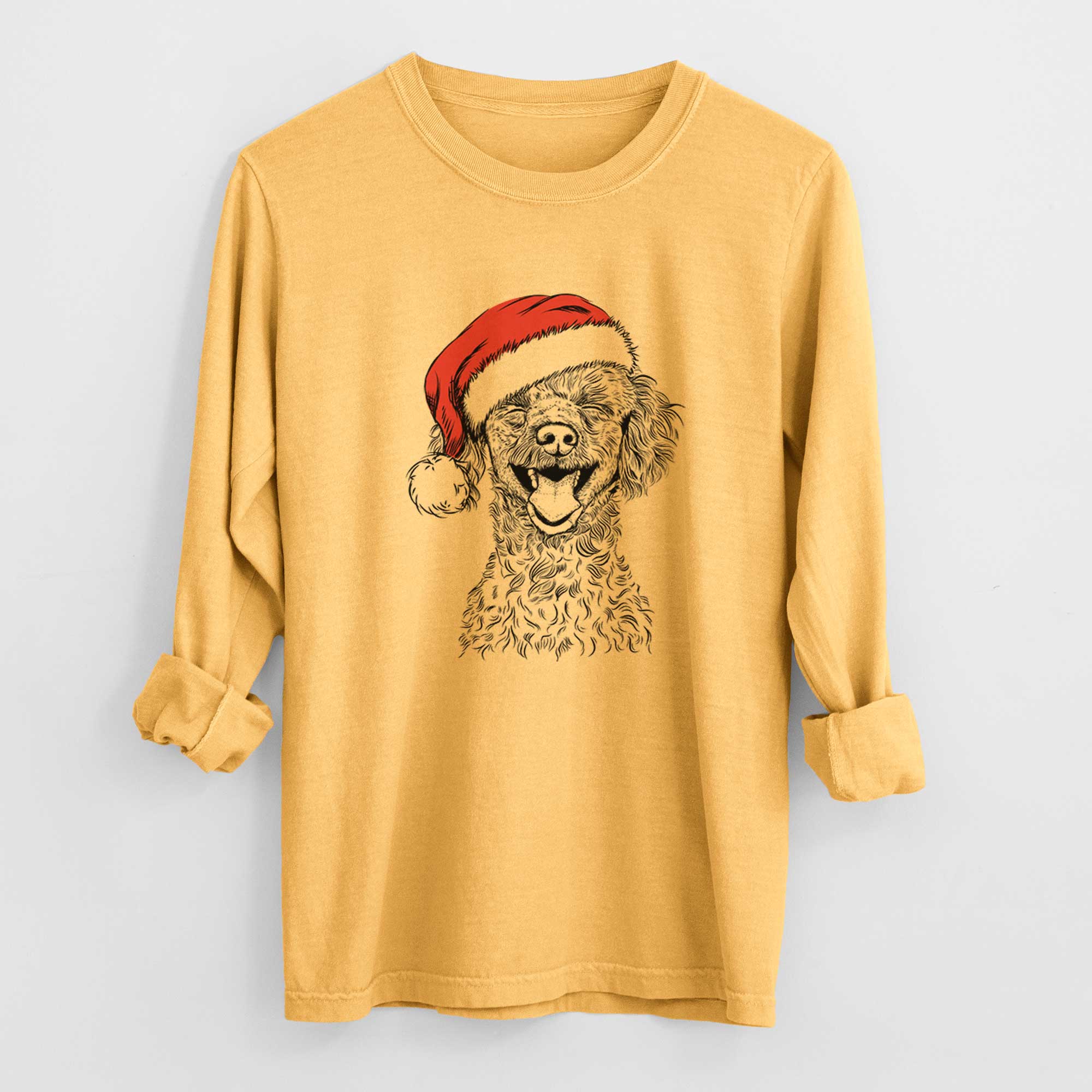 Santa Rusty the Toy Poodle - Heavyweight 100% Cotton Long Sleeve
