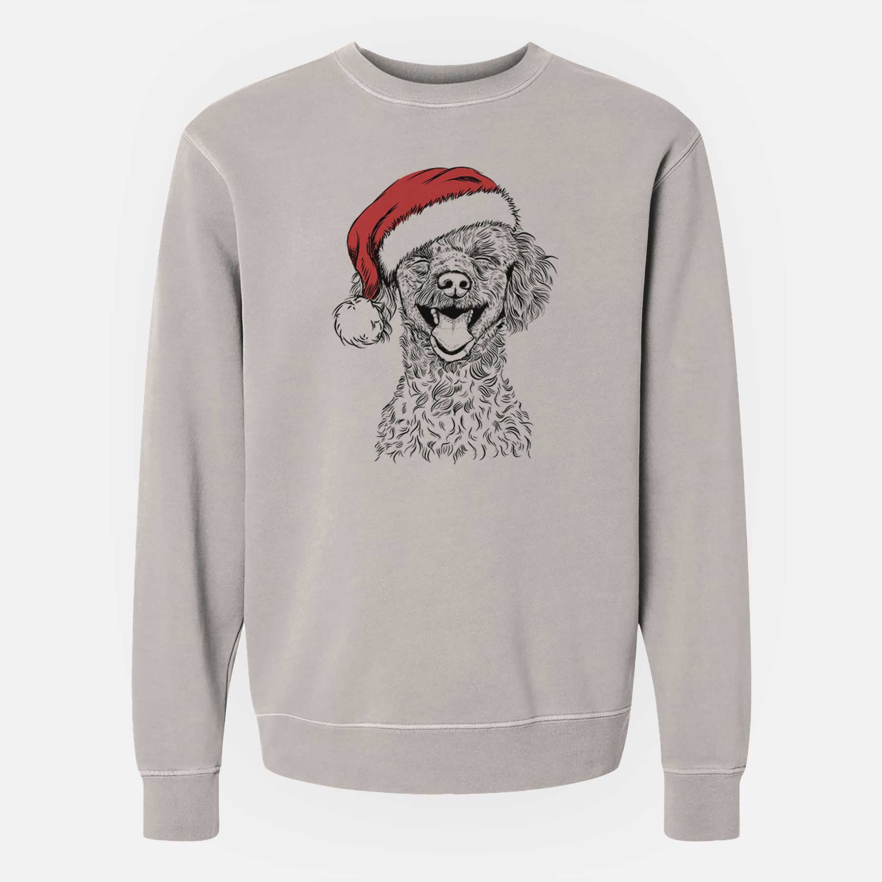 Santa Rusty the Toy Poodle - Unisex Pigment Dyed Crew Sweatshirt