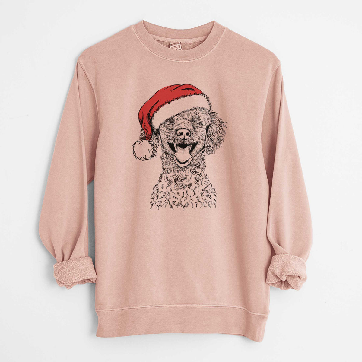 Santa Rusty the Toy Poodle - Unisex Pigment Dyed Crew Sweatshirt