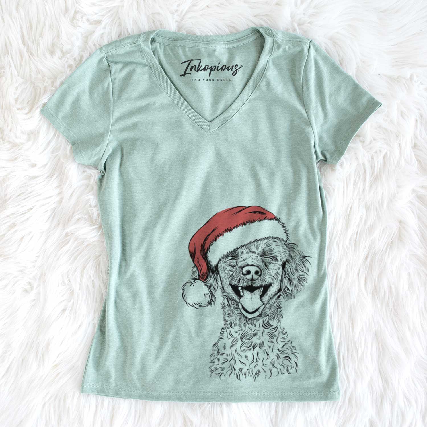 Santa Rusty the Toy Poodle - Women's V-neck Shirt