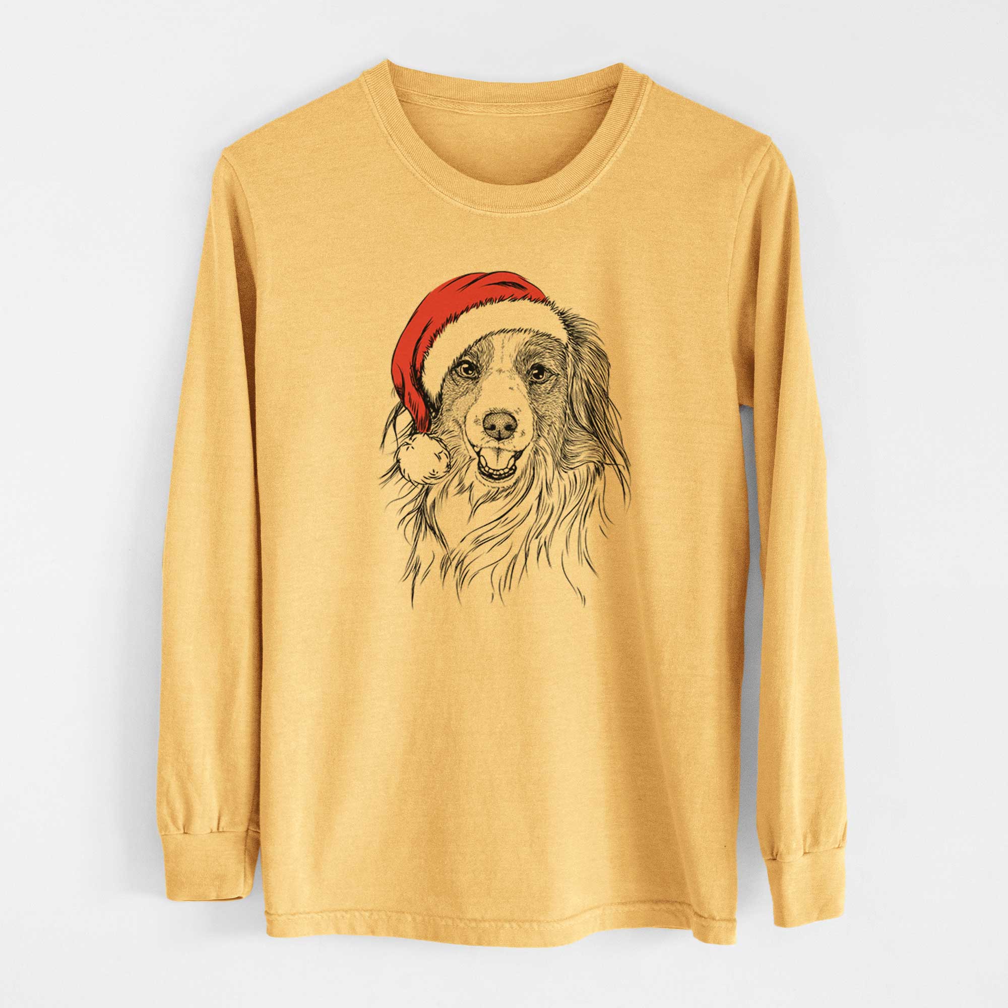 Santa Rutger the Nederlandse Kooikerhondje - Heavyweight 100% Cotton Long Sleeve