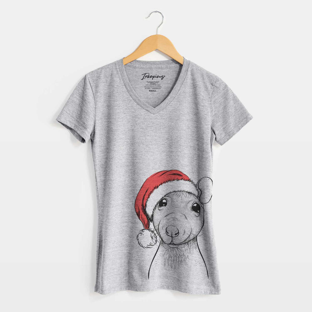 Santa Ruthie the Hairless Rat - Women's V-neck Shirt
