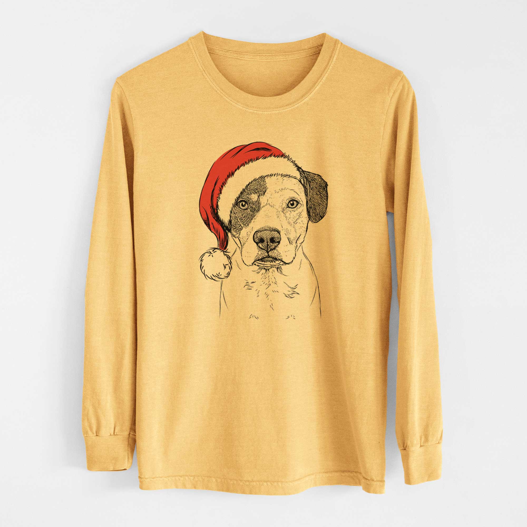 Santa Ryleigh the Beagle Pitbull Mix - Heavyweight 100% Cotton Long Sleeve