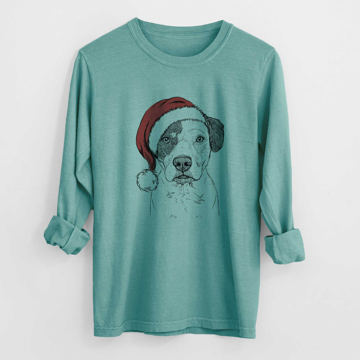 Santa Ryleigh the Beagle Pitbull Mix - Heavyweight 100% Cotton Long Sleeve