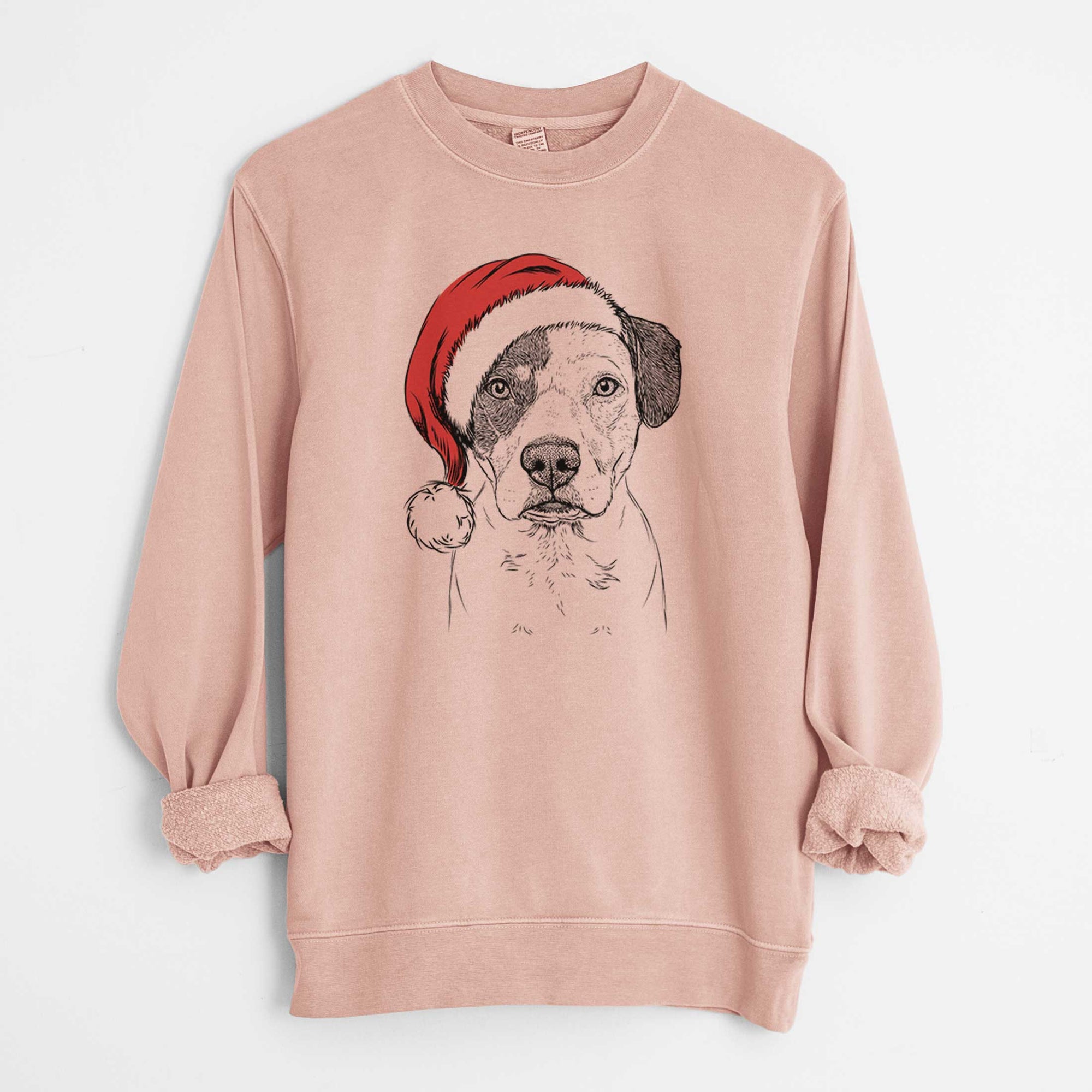 Santa Ryleigh the Beagle Pitbull Mix - Unisex Pigment Dyed Crew Sweatshirt