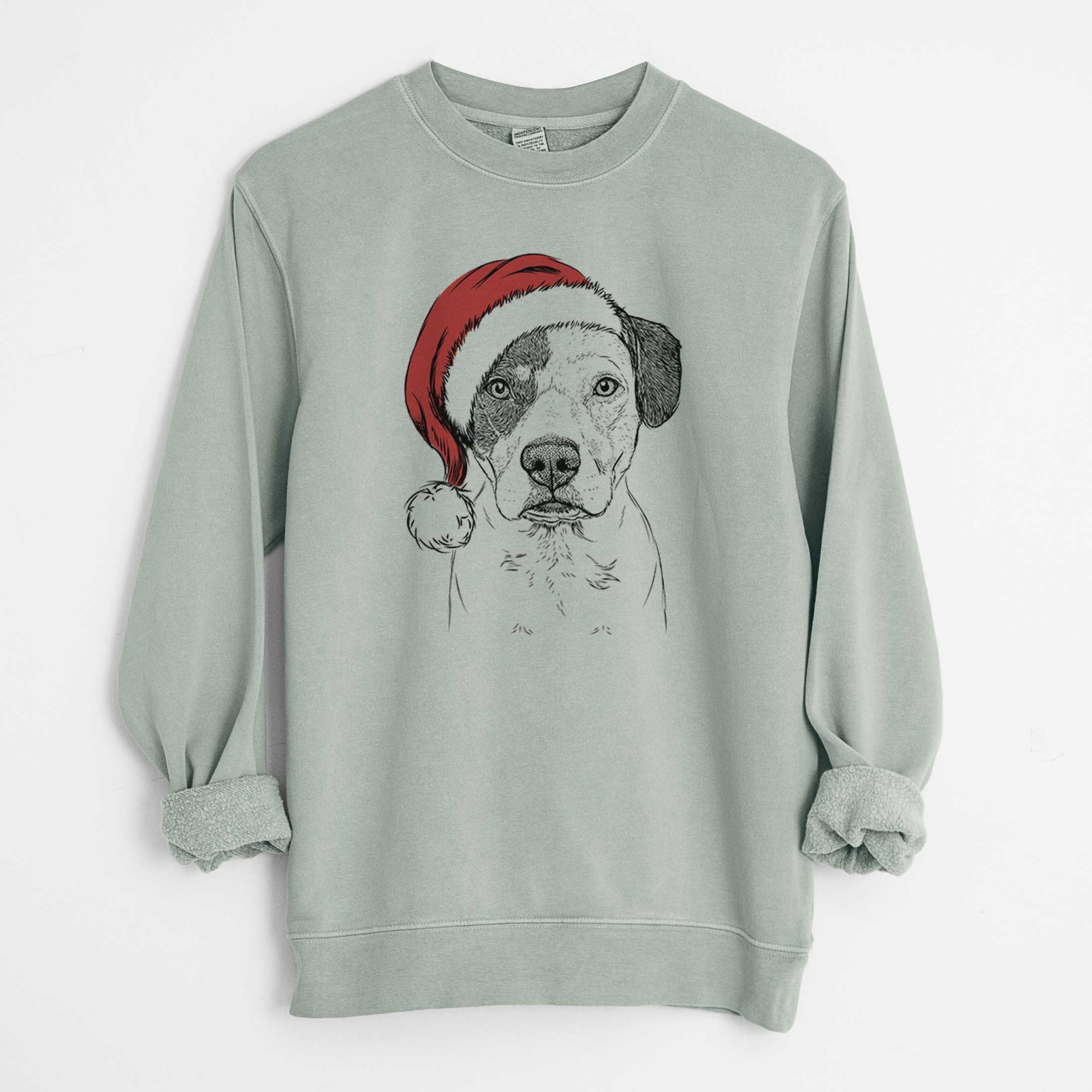 Santa Ryleigh the Beagle Pitbull Mix - Unisex Pigment Dyed Crew Sweatshirt