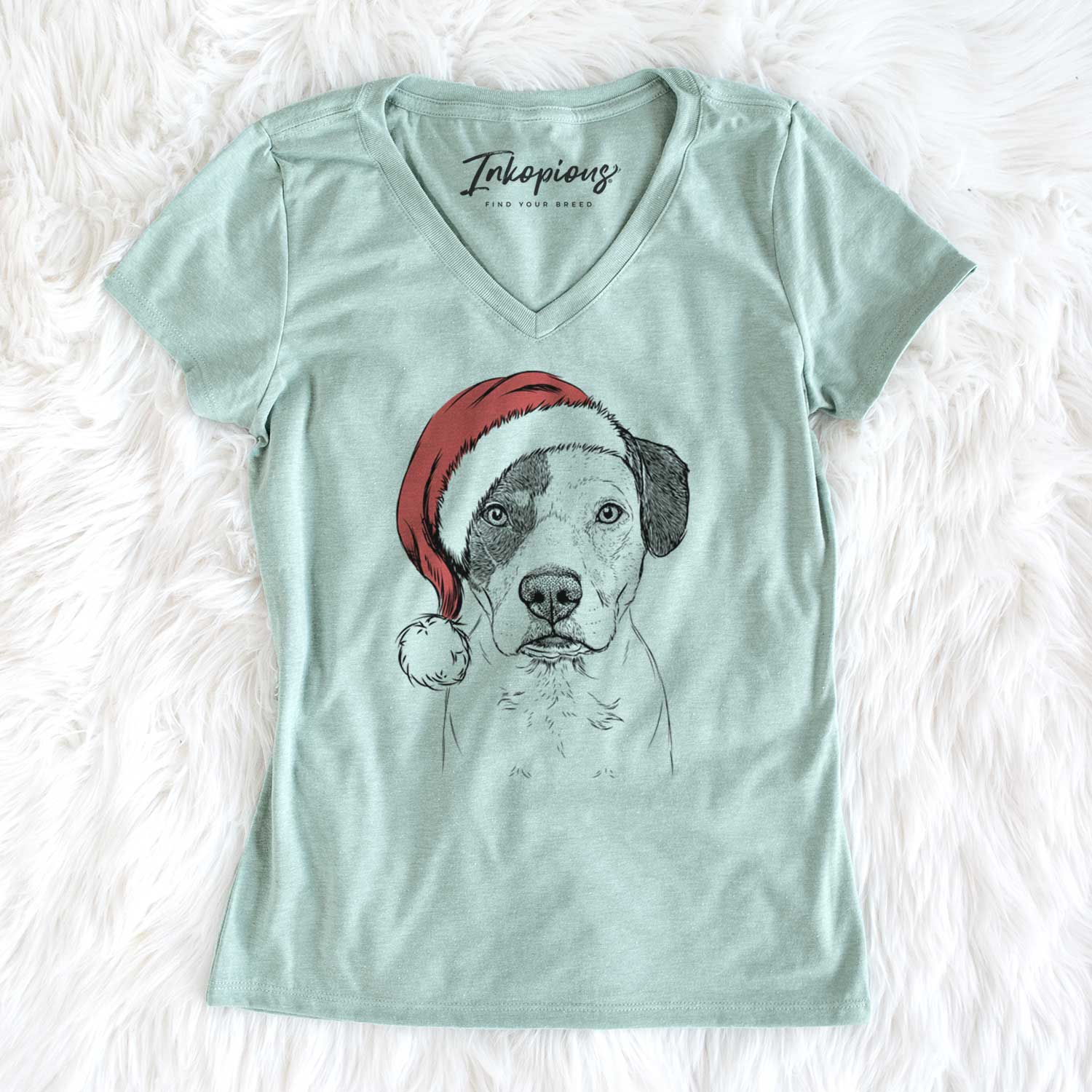 Santa Ryleigh the Beagle Pitbull Mix - Women's V-neck Shirt