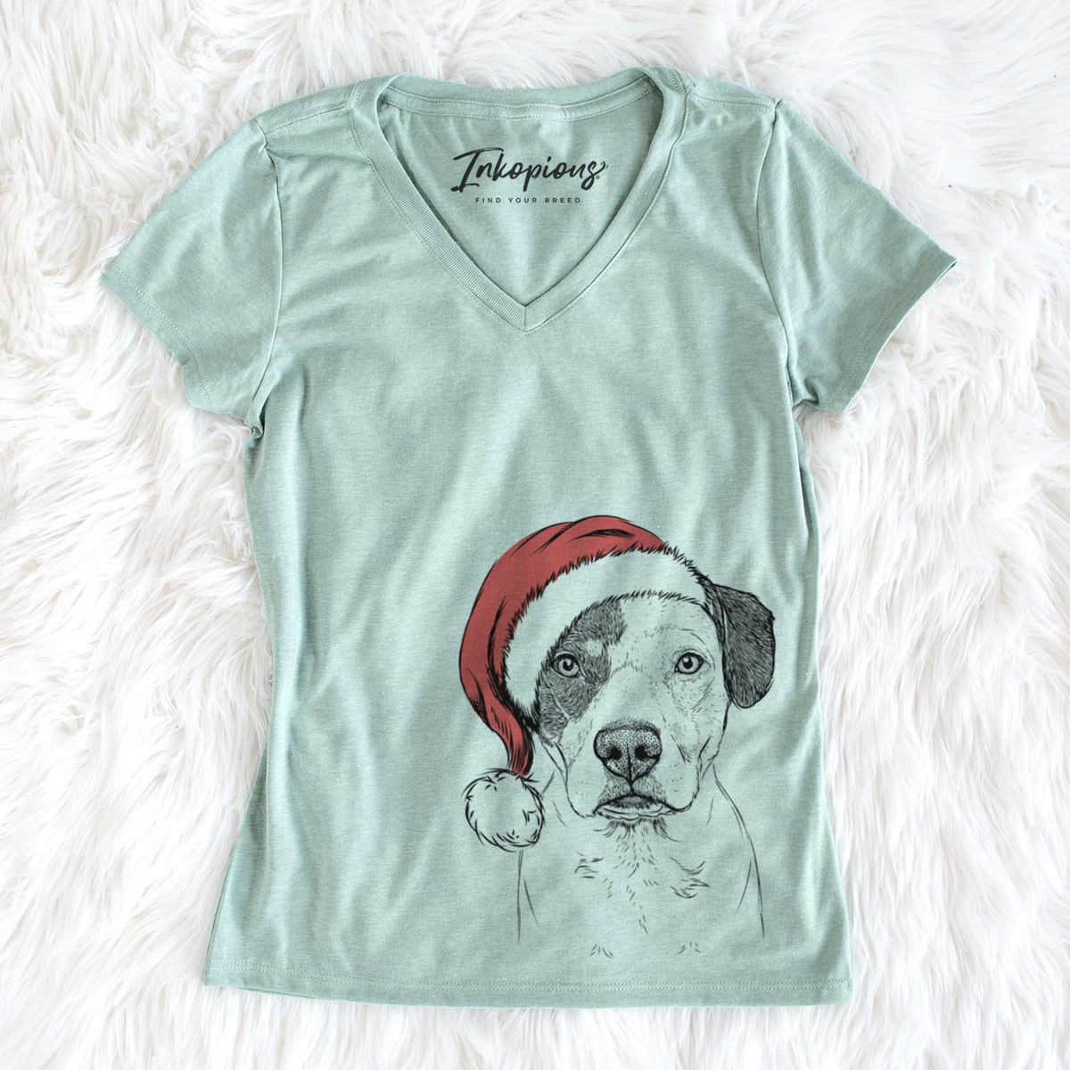 Santa Ryleigh the Beagle Pitbull Mix - Women&#39;s V-neck Shirt