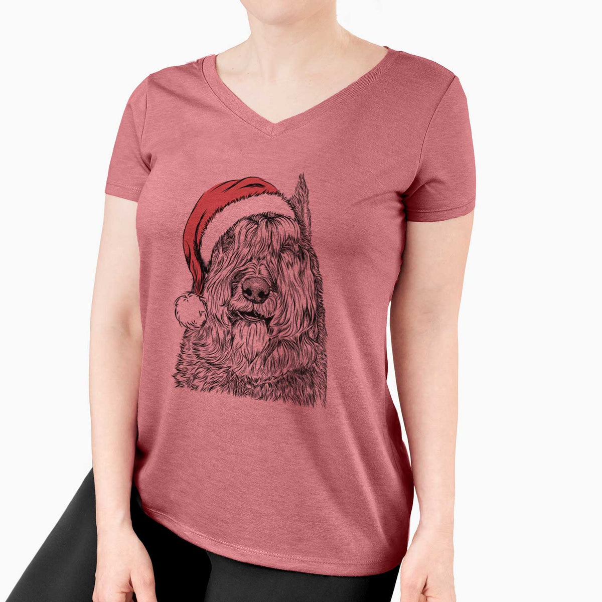 Santa Sabre the Bouvier Des Flandres - Women's V-neck Shirt