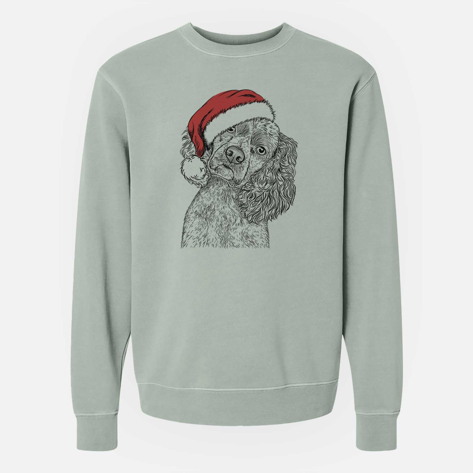 Santa Sadie the Cocker Spaniel - Unisex Pigment Dyed Crew Sweatshirt