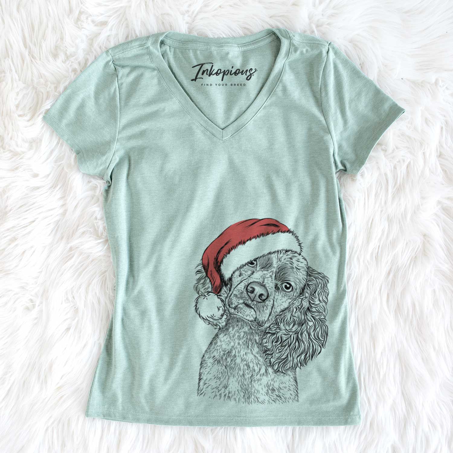 Santa Sadie the Cocker Spaniel - Women's V-neck Shirt
