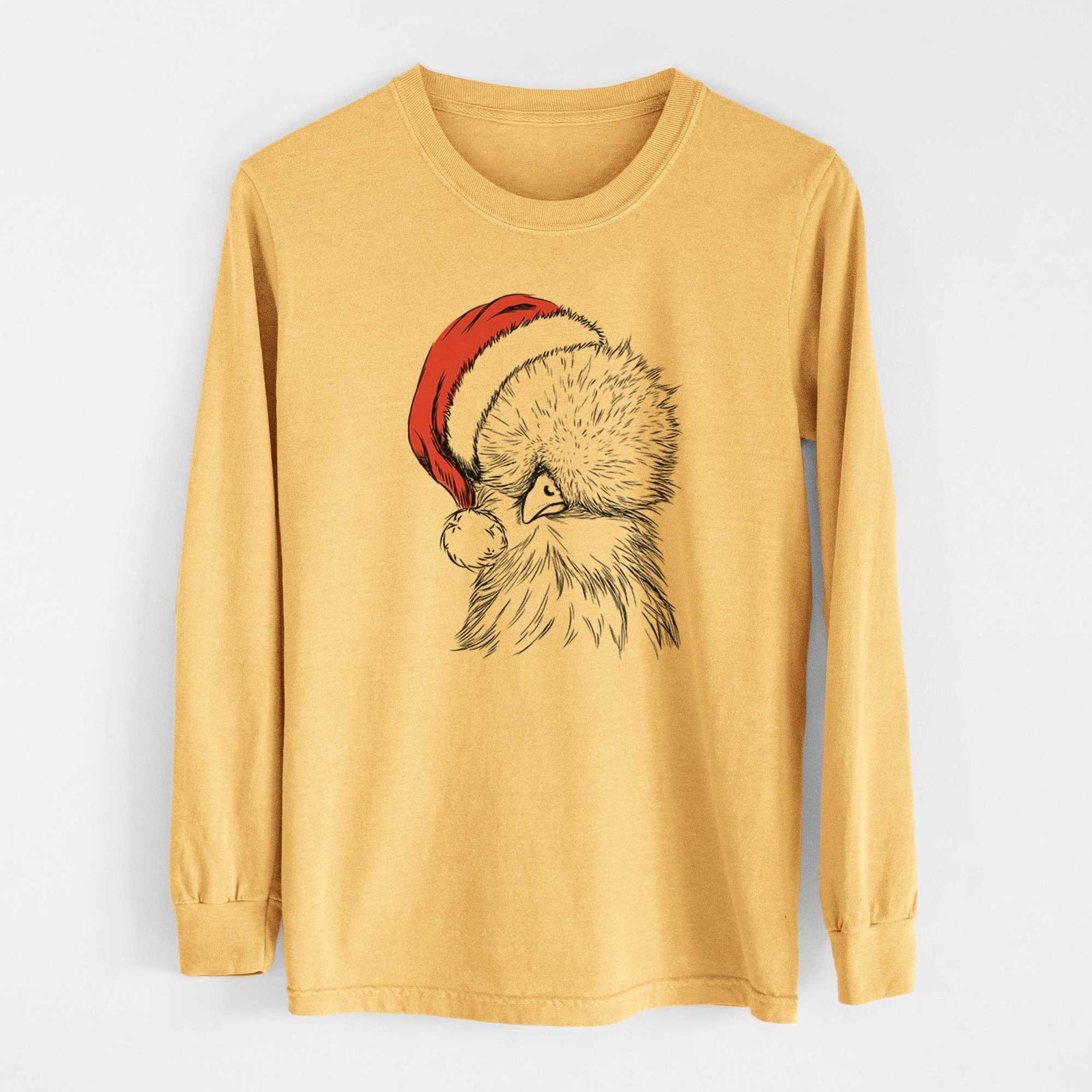 Santa Sally the Silkie Chicken - Heavyweight 100% Cotton Long Sleeve