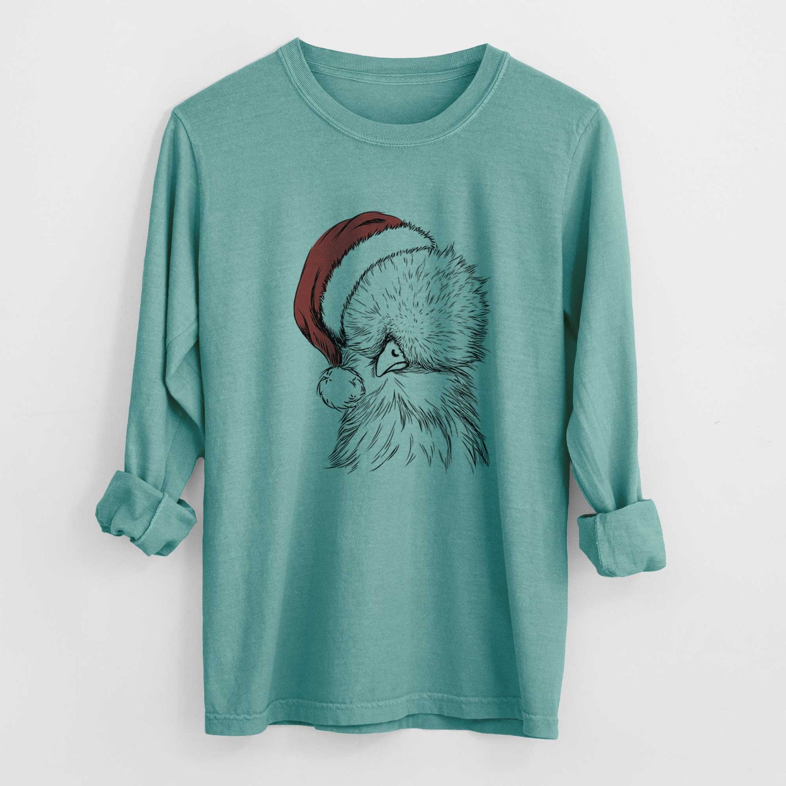 Santa Sally the Silkie Chicken - Heavyweight 100% Cotton Long Sleeve