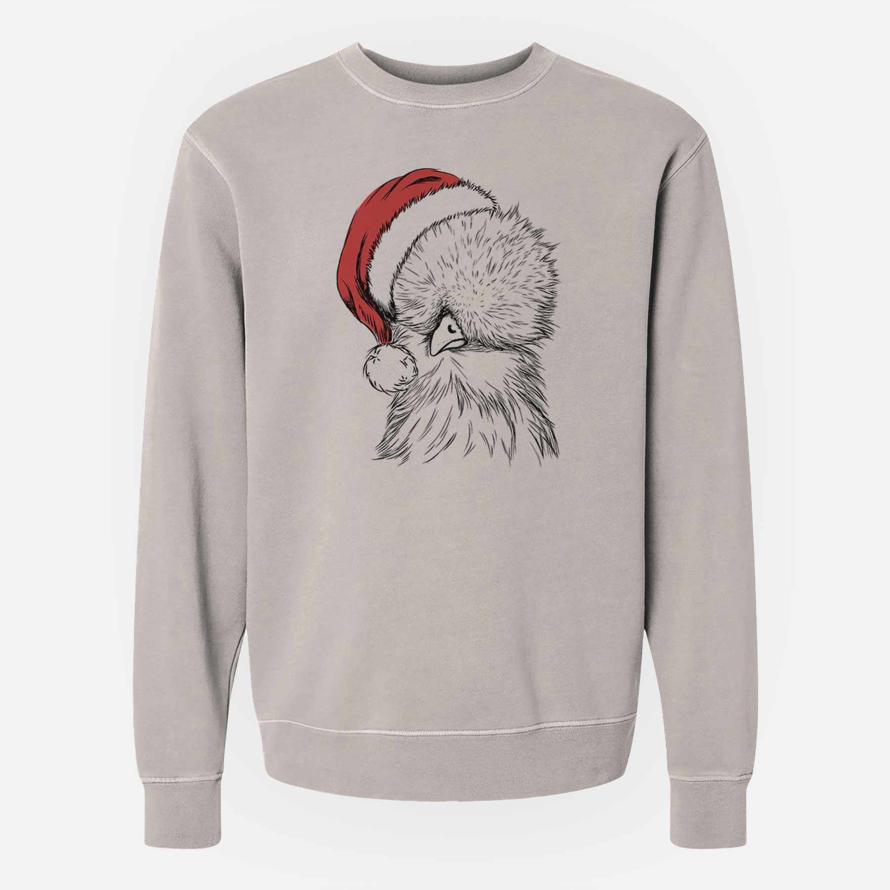 Santa Sally the Silkie Chicken - Unisex Pigment Dyed Crew Sweatshirt