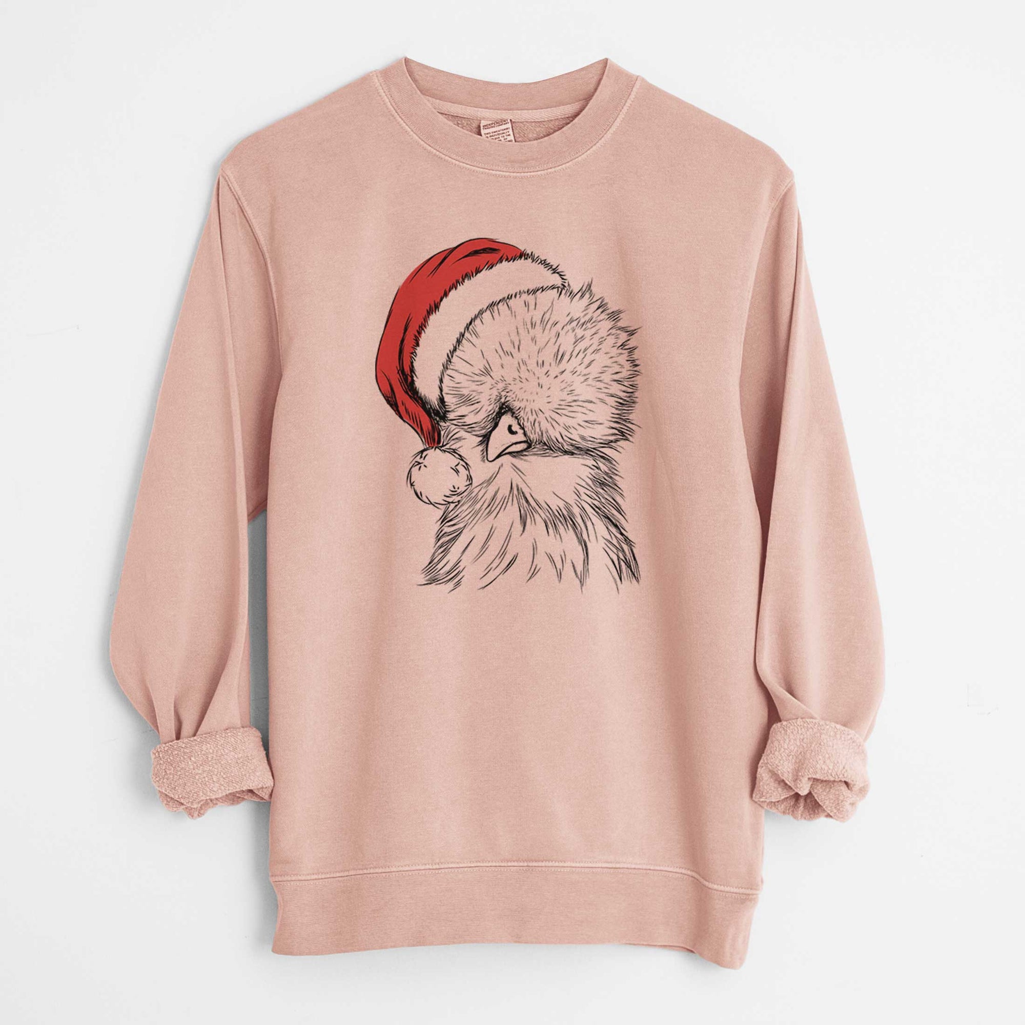 Santa Sally the Silkie Chicken - Unisex Pigment Dyed Crew Sweatshirt