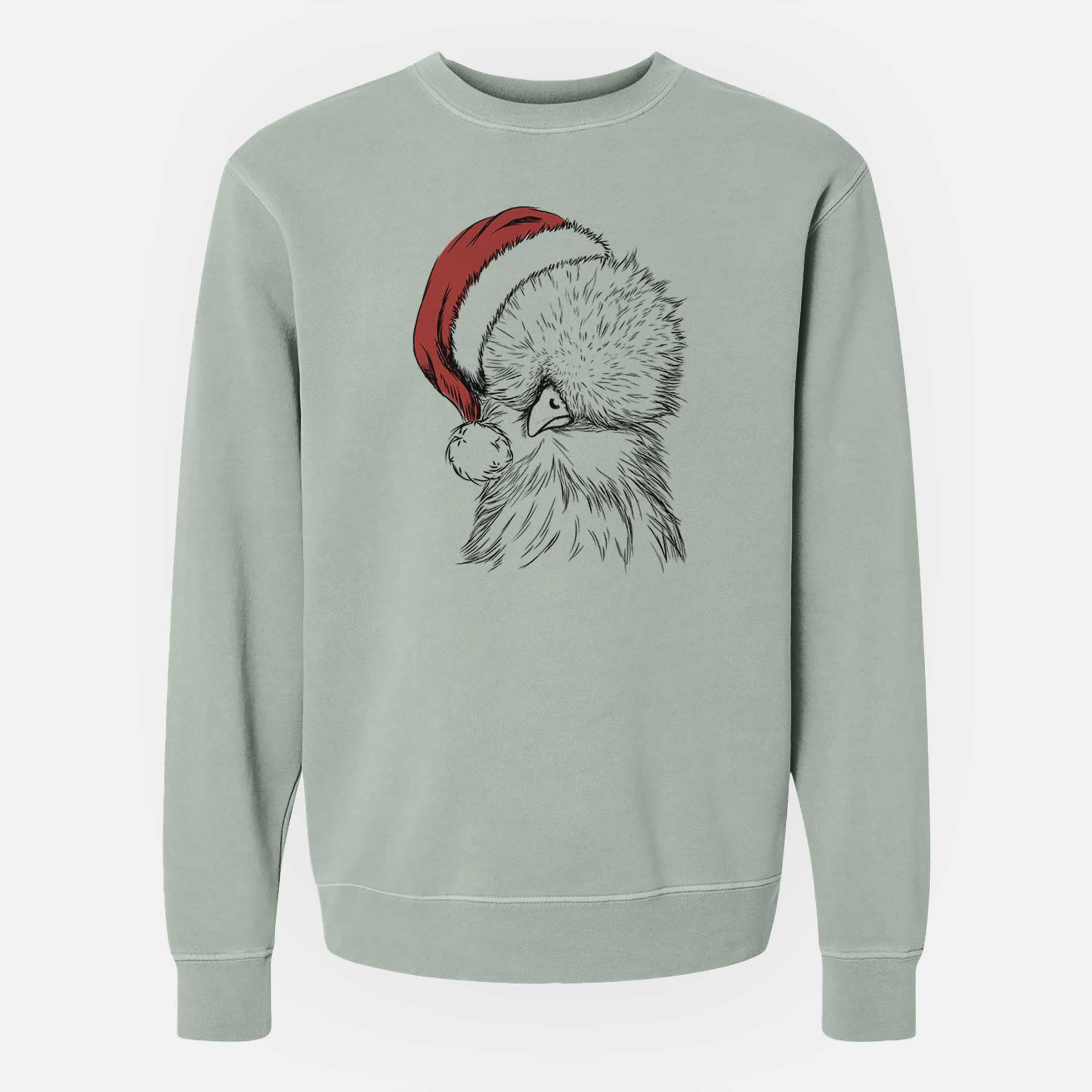 Santa Sally the Silkie Chicken - Unisex Pigment Dyed Crew Sweatshirt