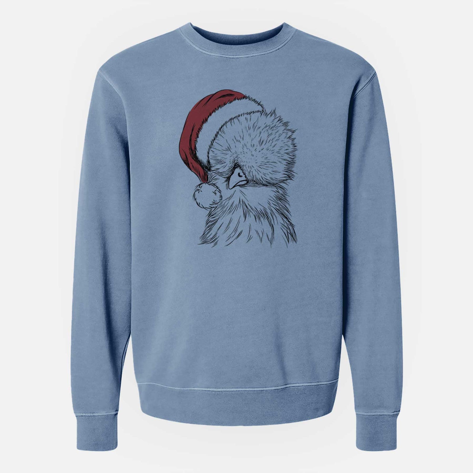 Santa Sally the Silkie Chicken - Unisex Pigment Dyed Crew Sweatshirt