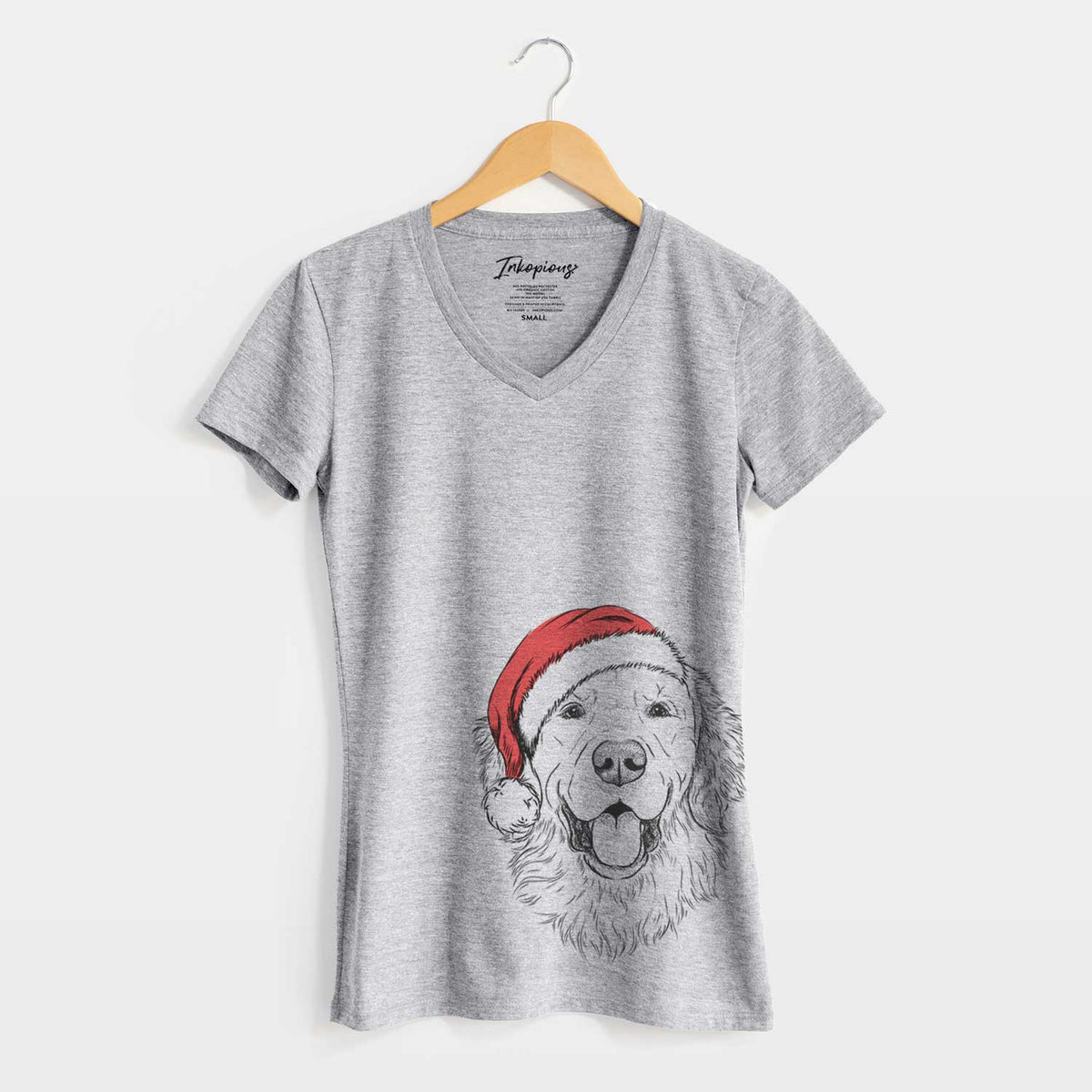 Santa Sam the Golden Retriever - Women's V-neck Shirt