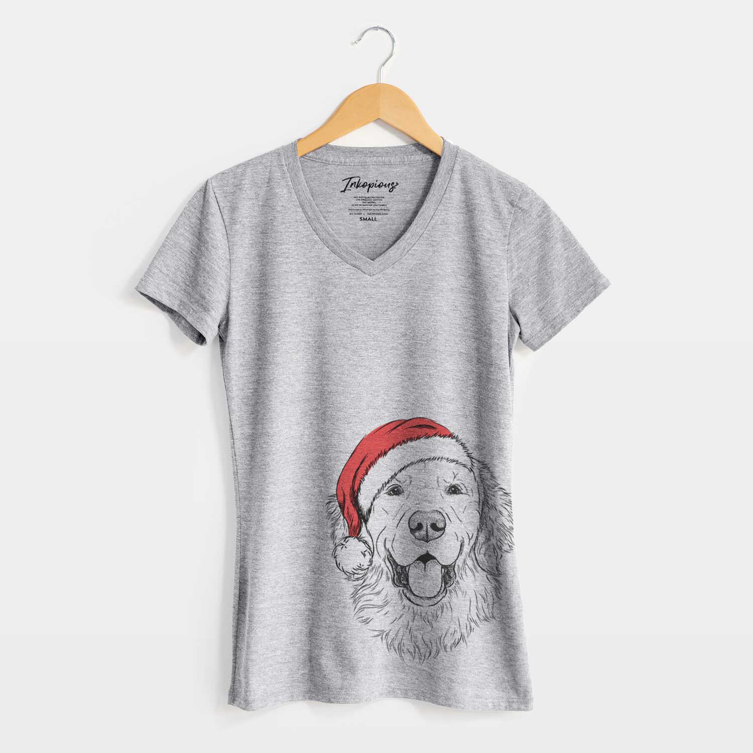 Santa Sam the Golden Retriever - Women's V-neck Shirt