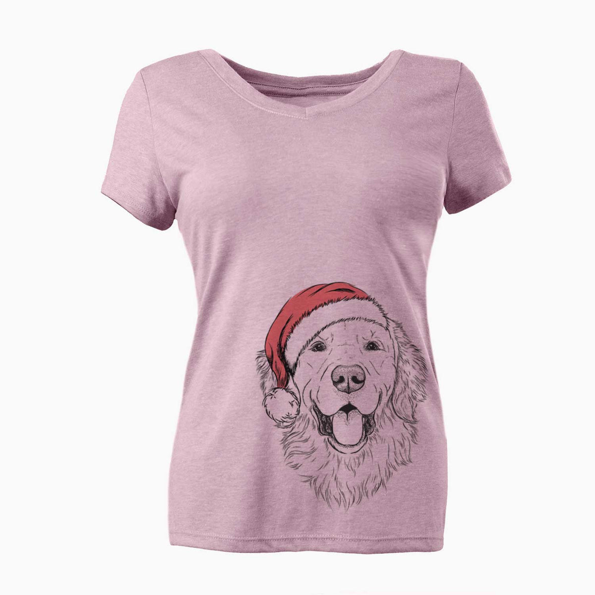 Santa Sam the Golden Retriever - Women's V-neck Shirt
