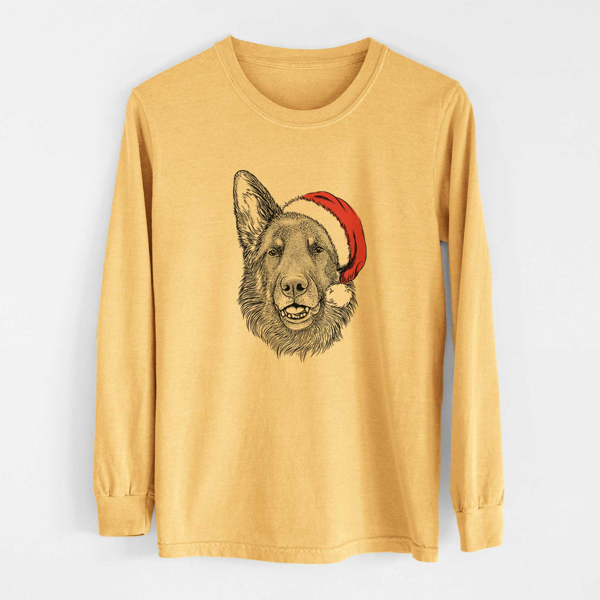 Santa Sammie the German Shepherd - Heavyweight 100% Cotton Long Sleeve