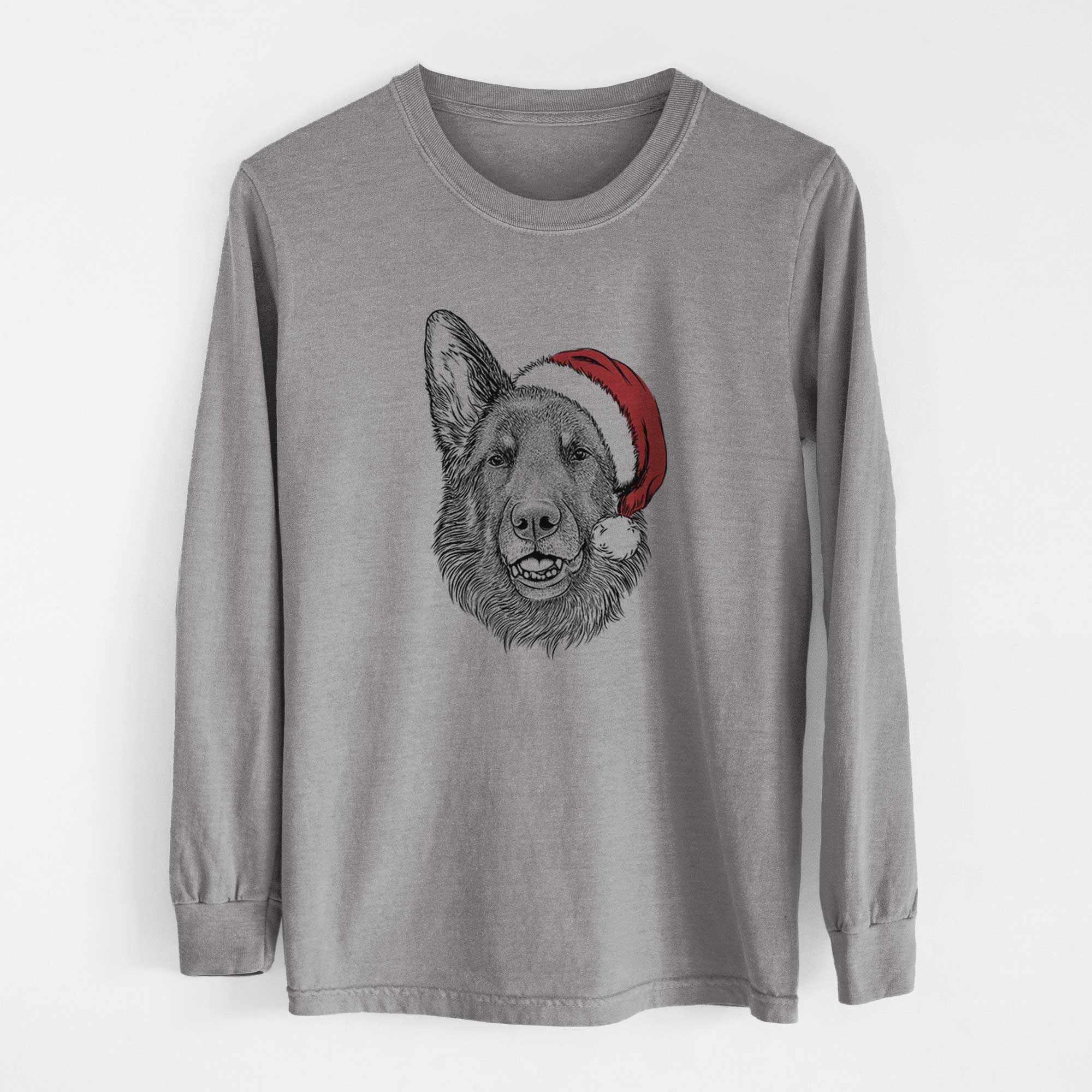 Santa Sammie the German Shepherd - Heavyweight 100% Cotton Long Sleeve