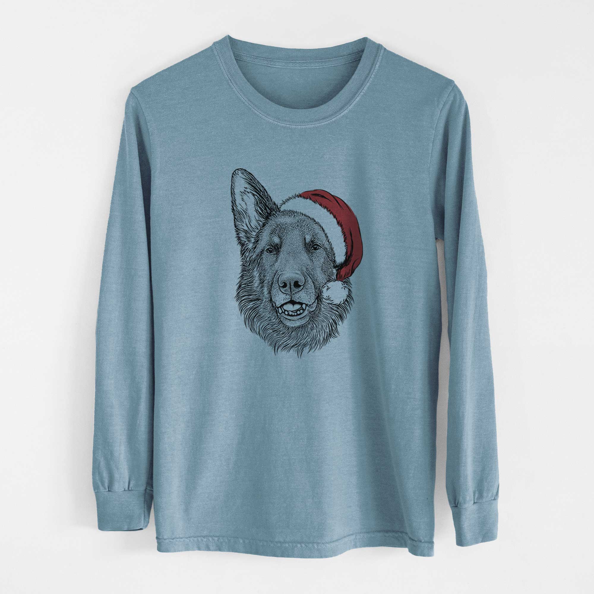 Santa Sammie the German Shepherd - Heavyweight 100% Cotton Long Sleeve