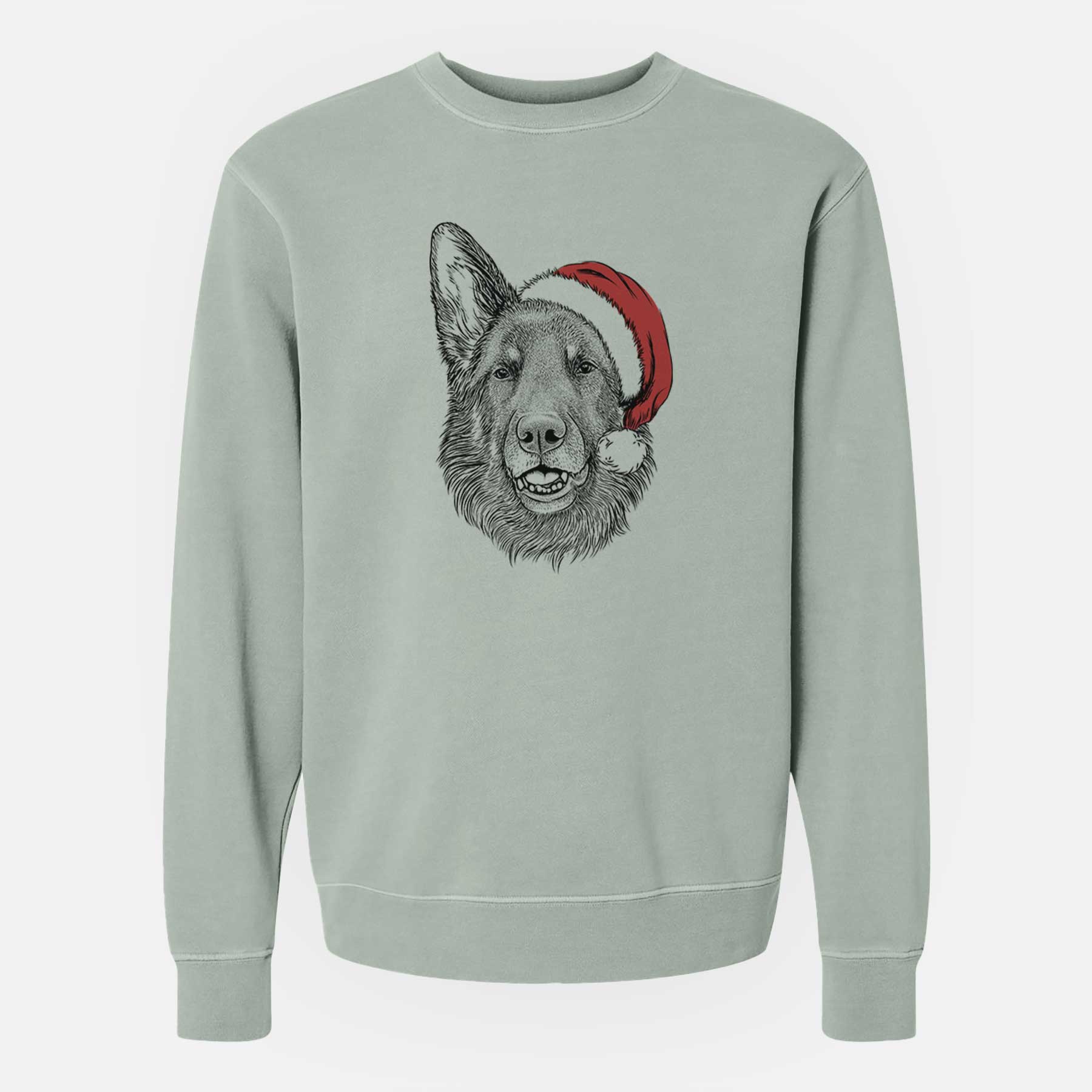 Santa Sammie the German Shepherd - Unisex Pigment Dyed Crew Sweatshirt