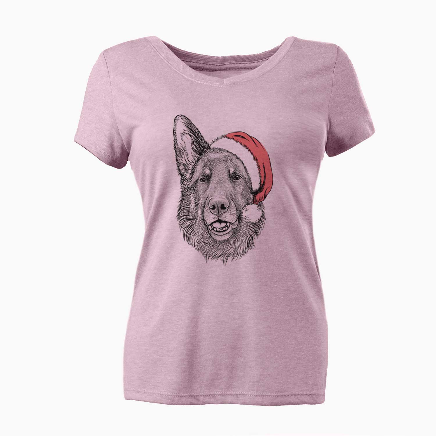 Santa Sammie the German Shepherd - Women's V-neck Shirt