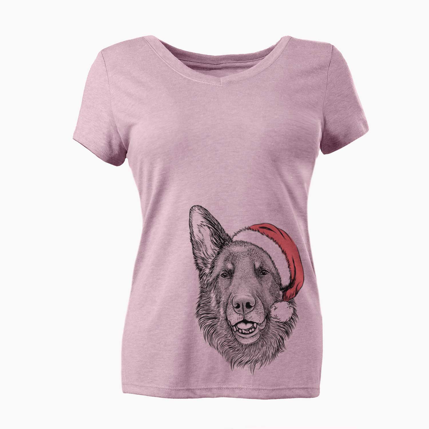 Santa Sammie the German Shepherd - Women's V-neck Shirt