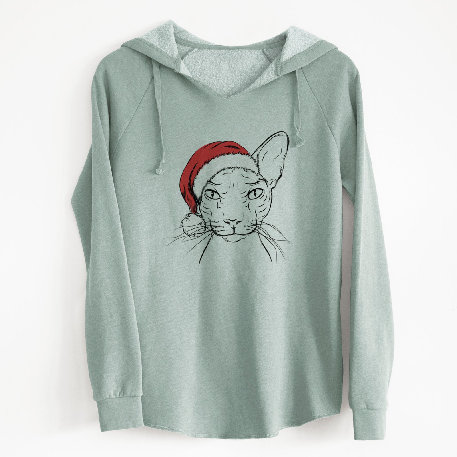 Santa Sammy the Spinx Cat - Cali Wave Hooded Sweatshirt