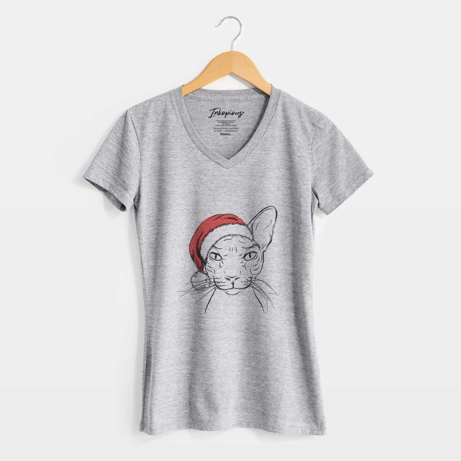 Santa Sammy the Spinx Cat - Women's V-neck Shirt