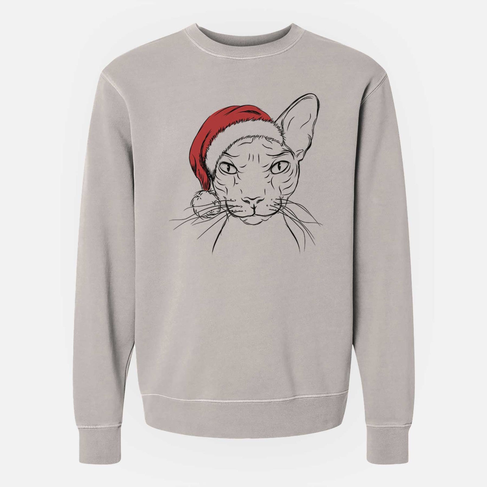 Santa Sammy the Spinx Cat - Unisex Pigment Dyed Crew Sweatshirt
