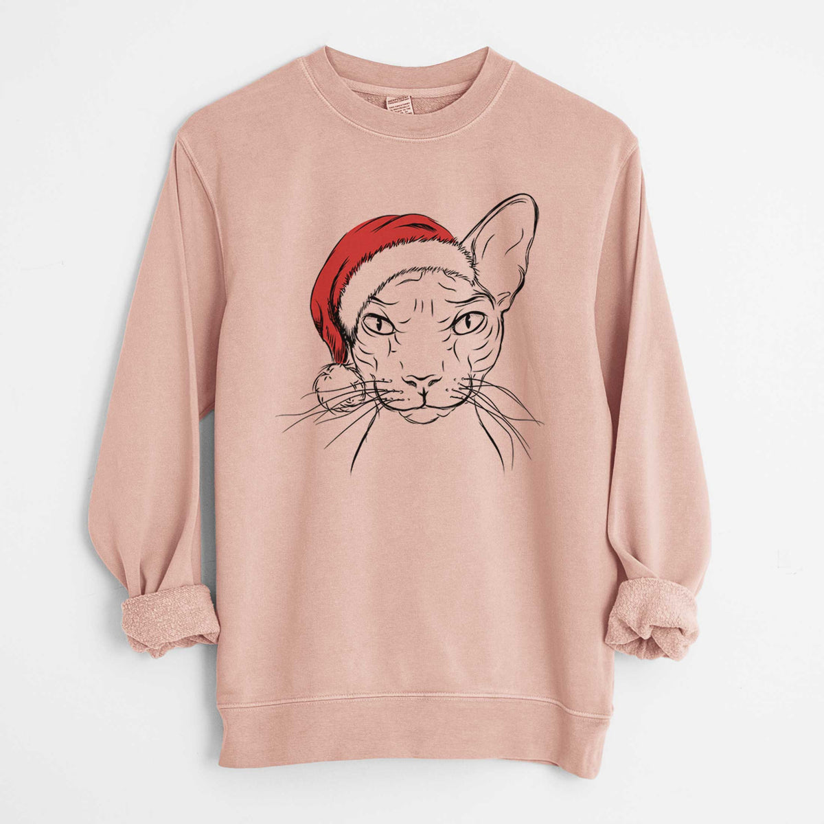 Santa Sammy the Spinx Cat - Unisex Pigment Dyed Crew Sweatshirt