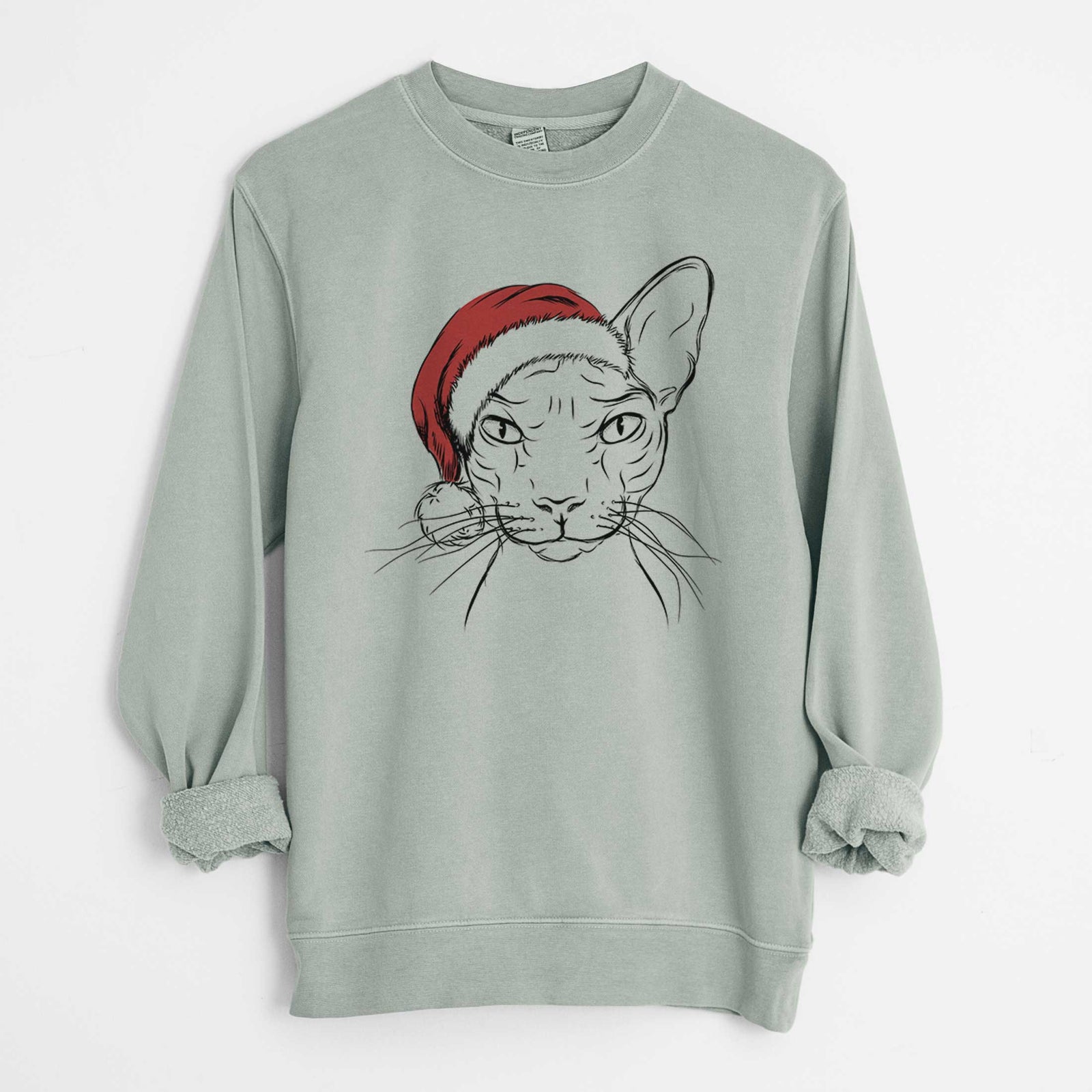 Santa Sammy the Spinx Cat - Unisex Pigment Dyed Crew Sweatshirt