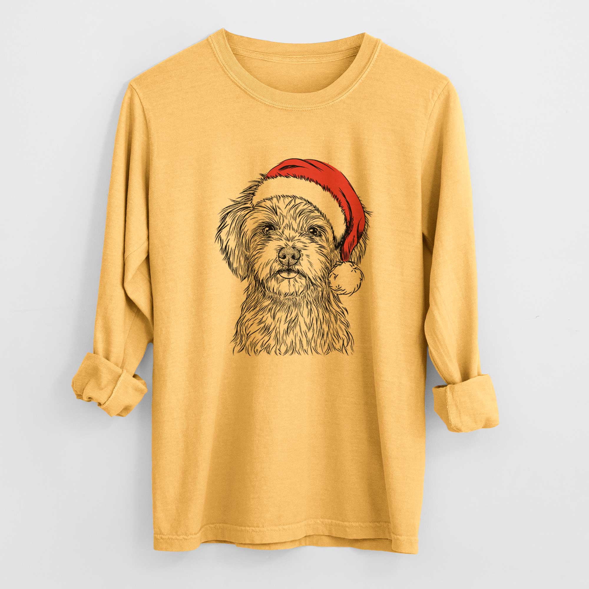 Santa Sammy the Shorkie - Heavyweight 100% Cotton Long Sleeve