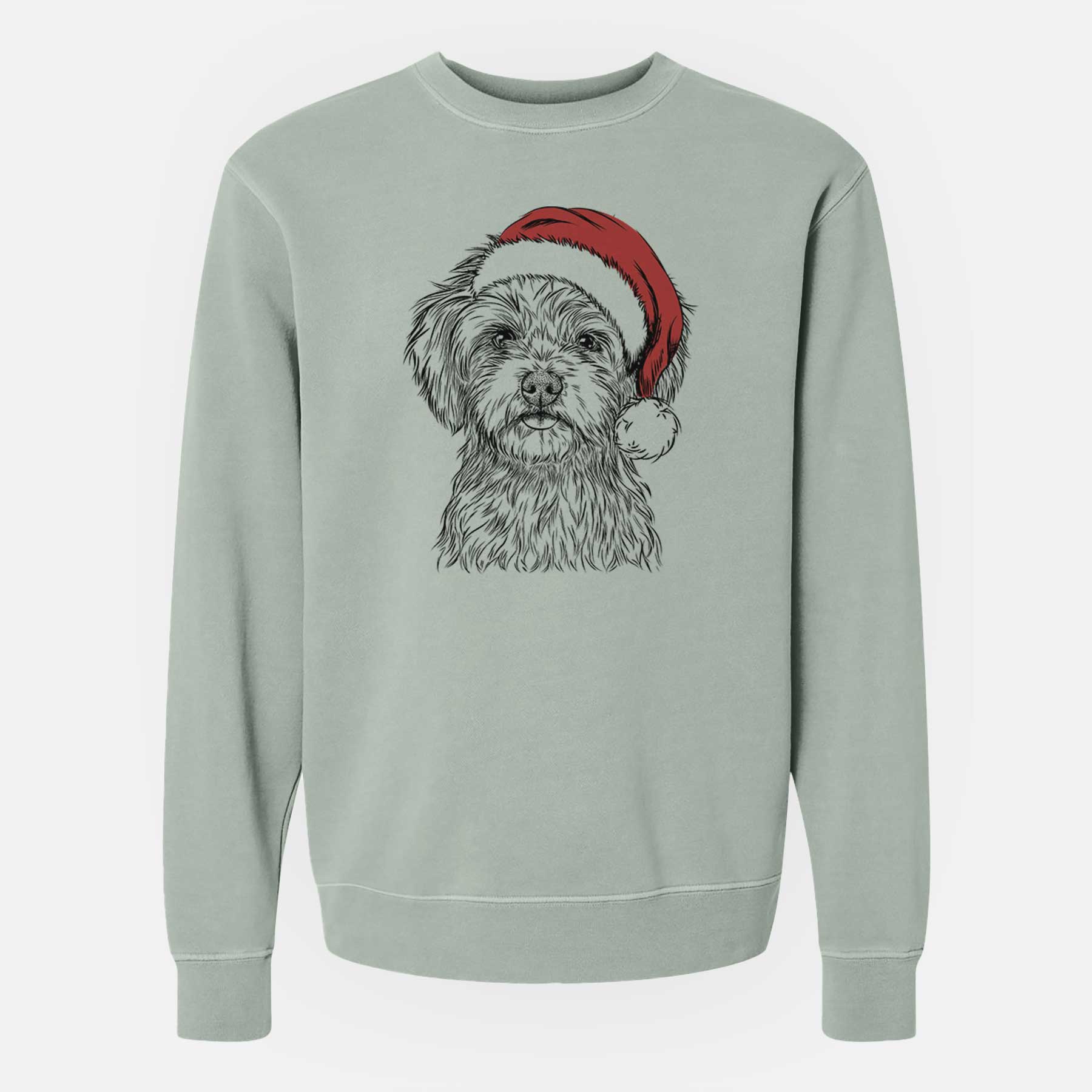 Santa Sammy the Shorkie - Unisex Pigment Dyed Crew Sweatshirt