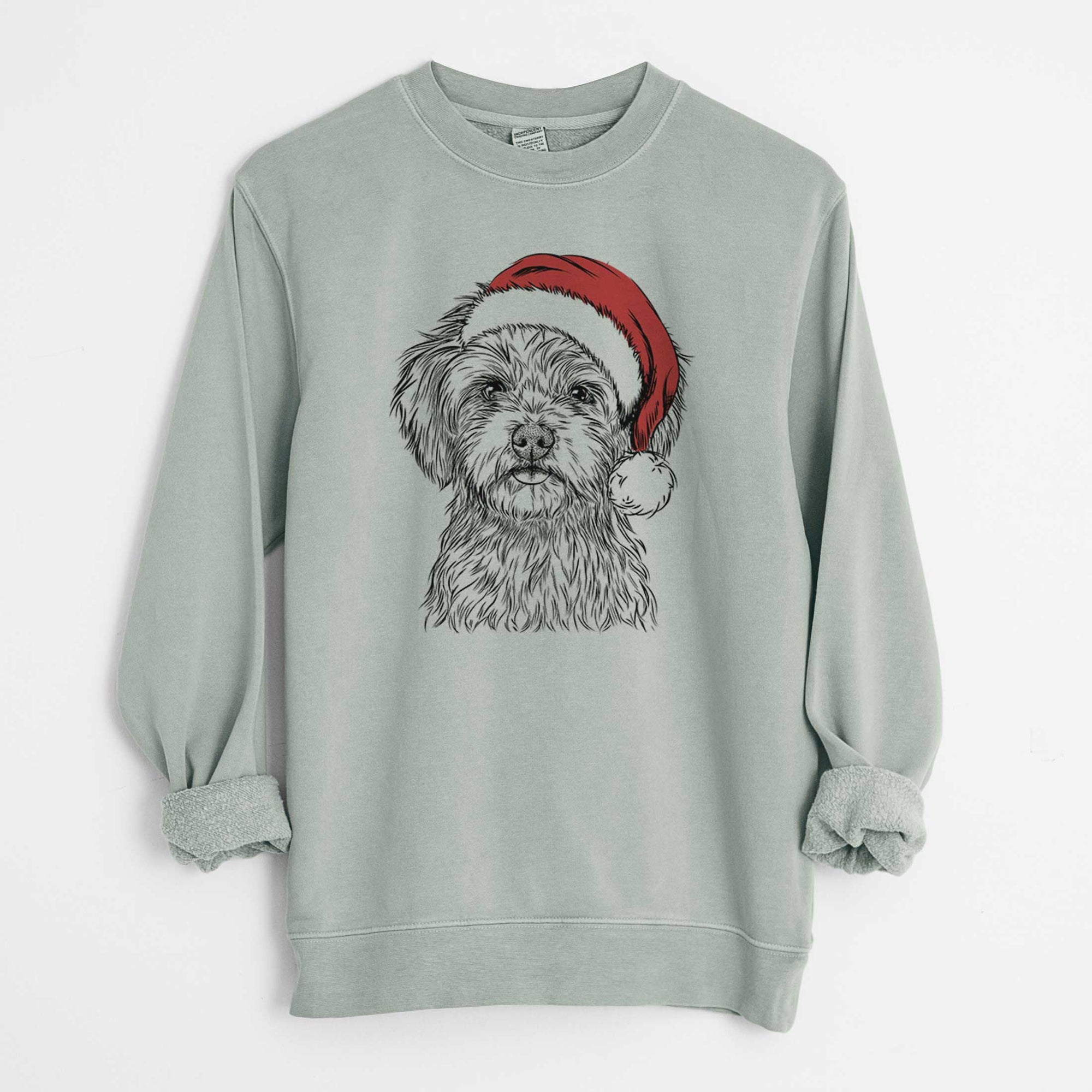 Santa Sammy the Shorkie - Unisex Pigment Dyed Crew Sweatshirt