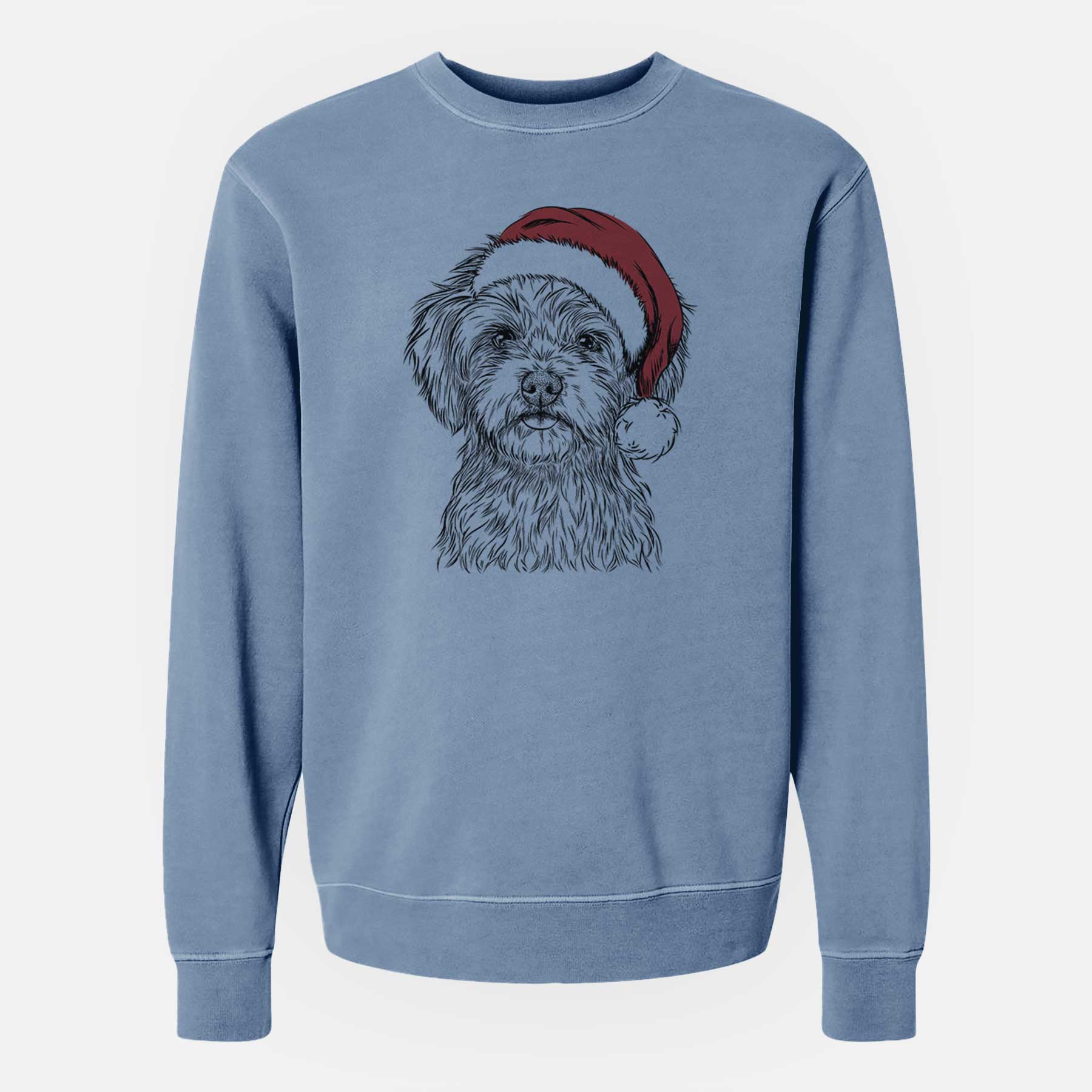 Santa Sammy the Shorkie - Unisex Pigment Dyed Crew Sweatshirt