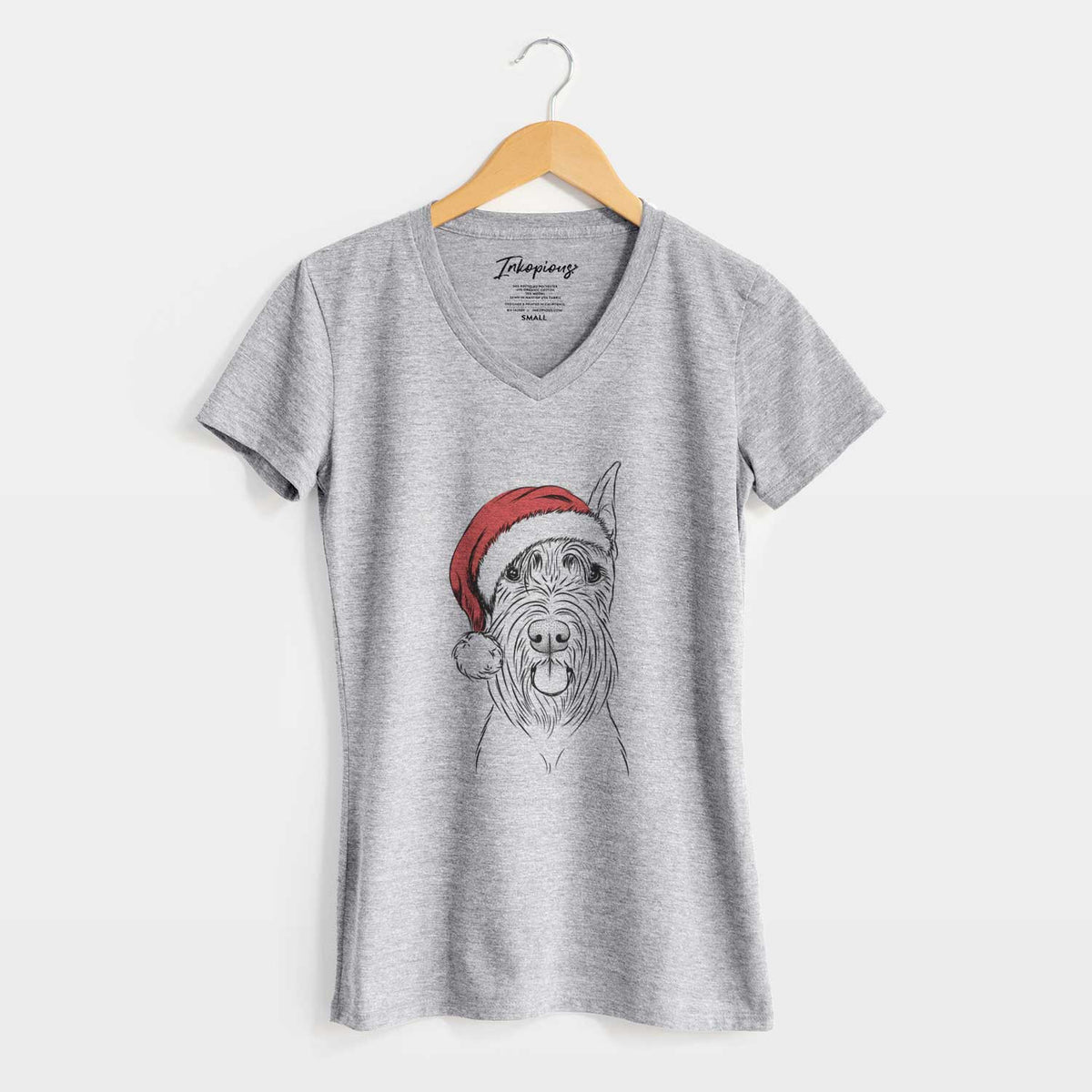 Santa Samuel the Standard Schnauzer - Women's V-neck Shirt