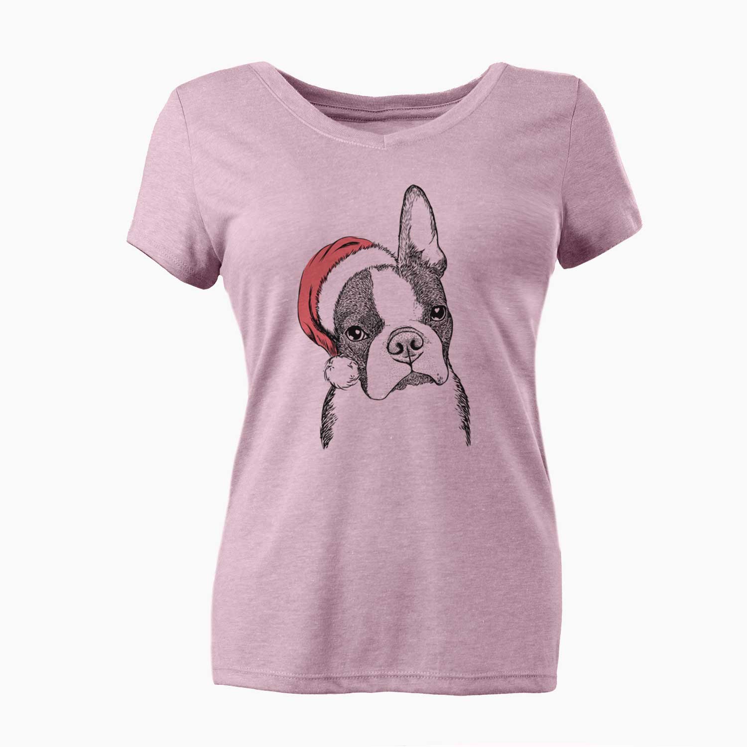 Santa Samuel the Boston Terrier - Women's V-neck Shirt