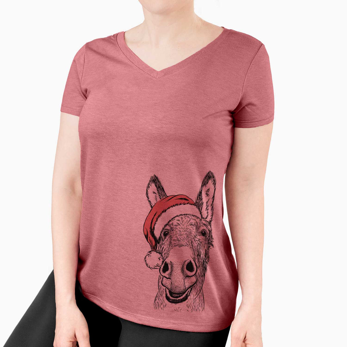 Santa Samule the Donkey - Women's V-neck Shirt
