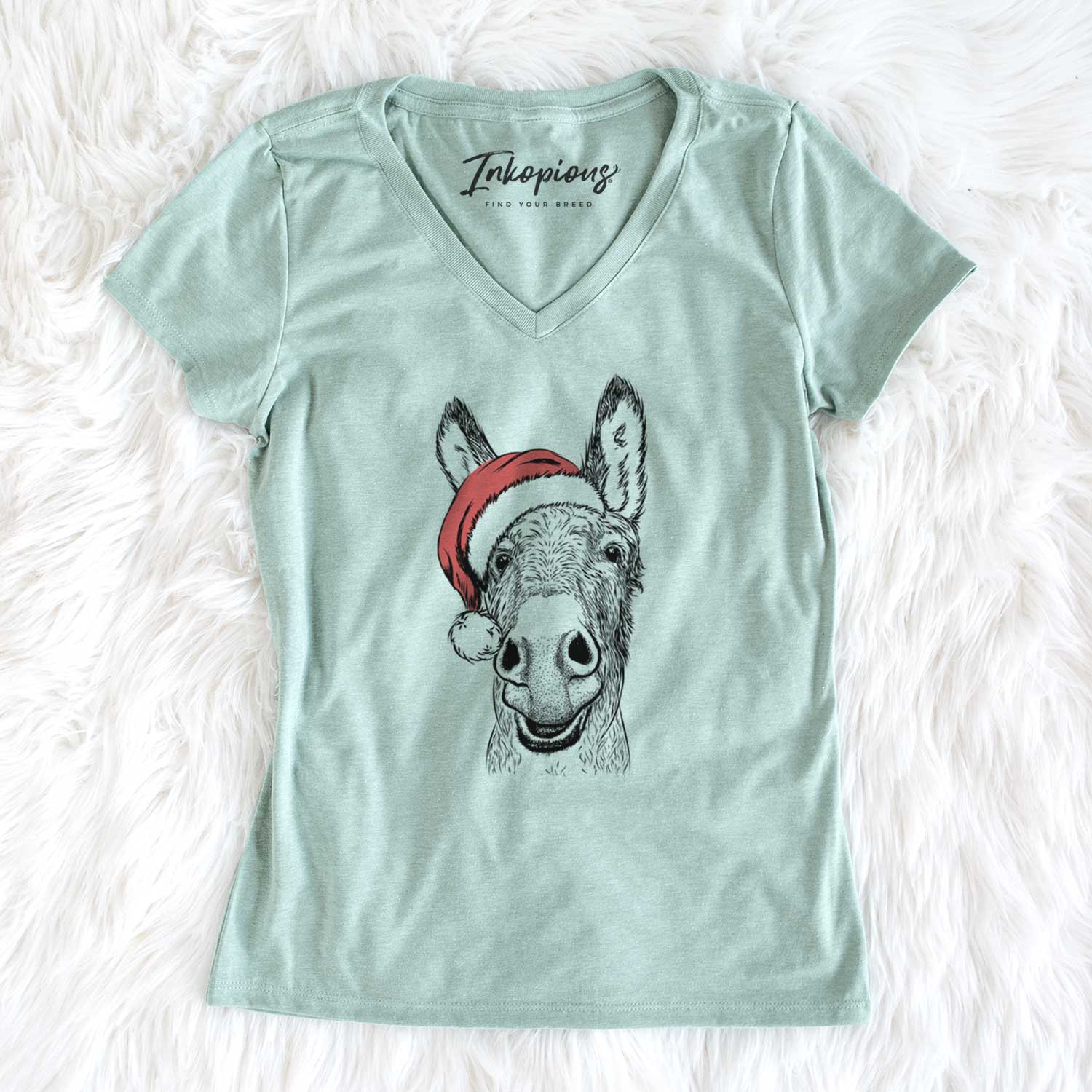 Santa Samule the Donkey - Women's V-neck Shirt