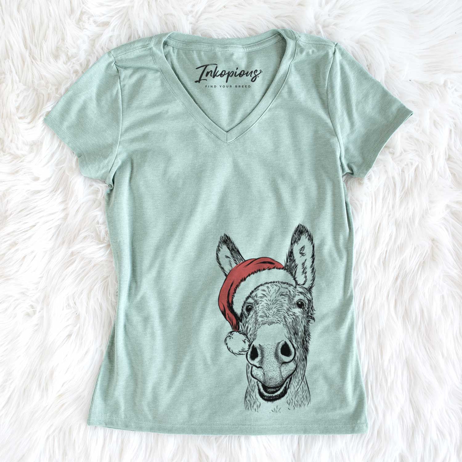 Santa Samule the Donkey - Women's V-neck Shirt