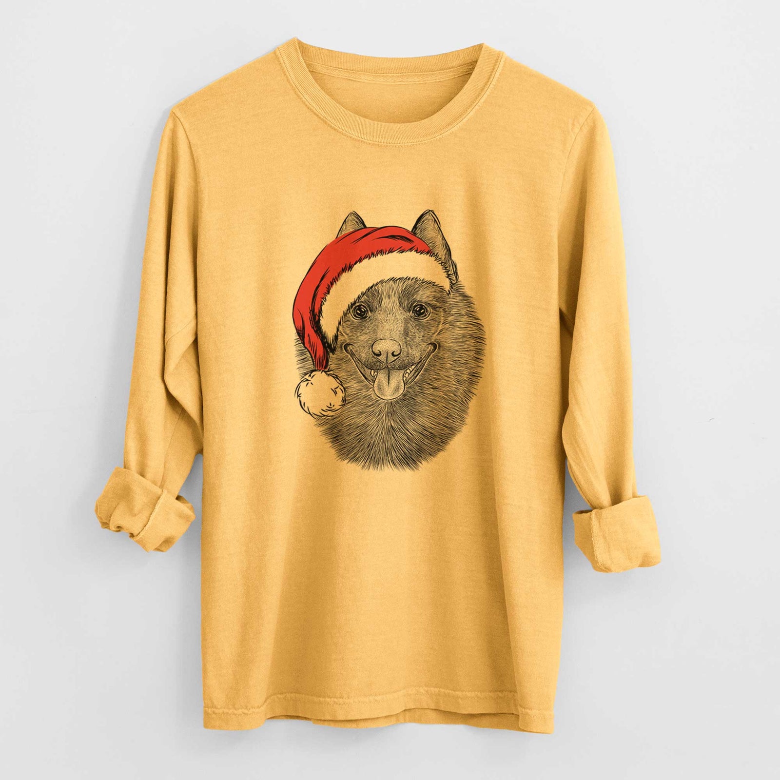 Santa Sander the Schipperke - Heavyweight 100% Cotton Long Sleeve