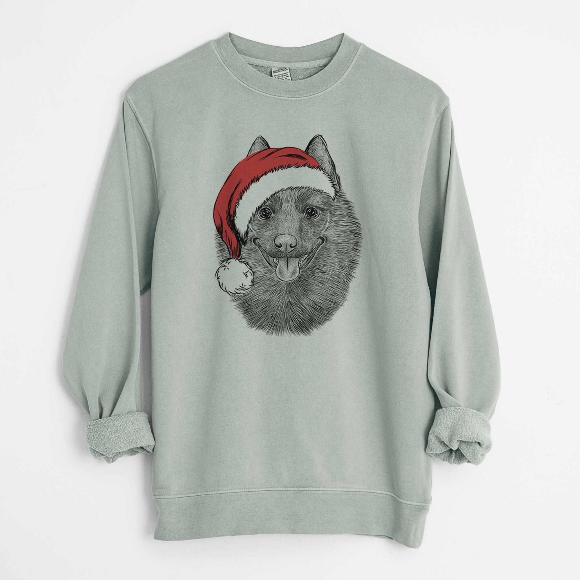 Santa Sander the Schipperke - Unisex Pigment Dyed Crew Sweatshirt