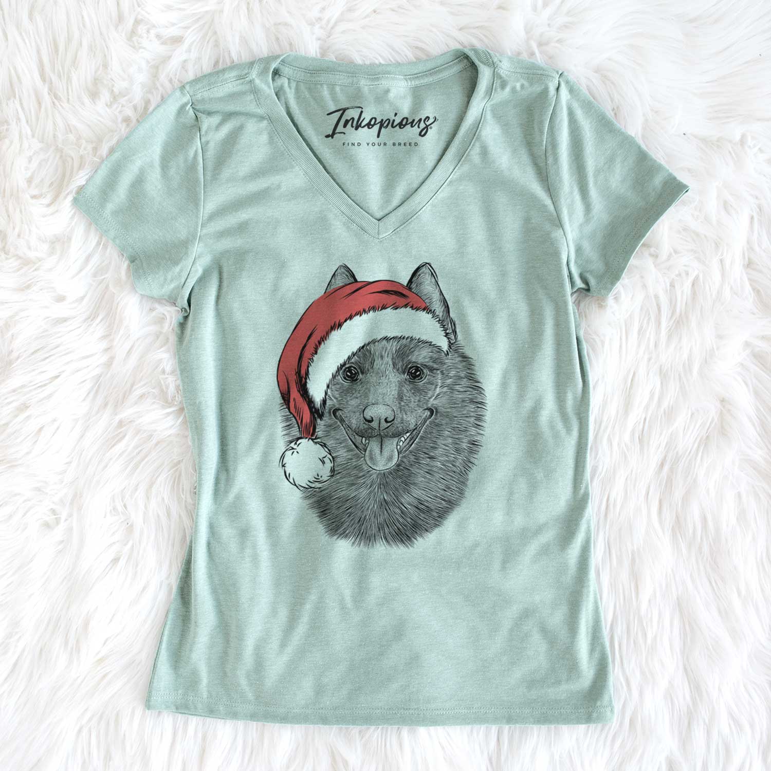 Santa Sander the Schipperke - Women's V-neck Shirt