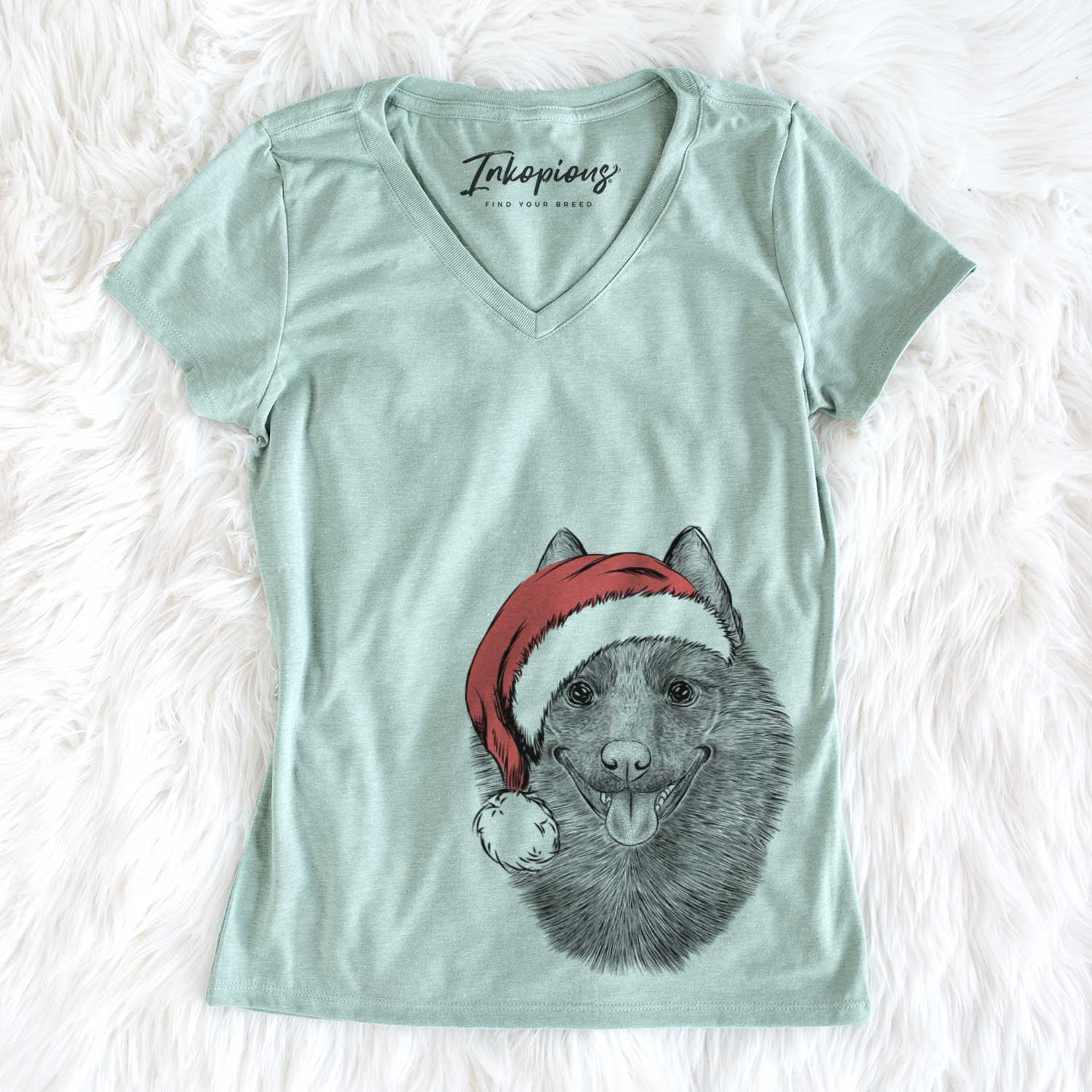 Santa Sander the Schipperke - Women's V-neck Shirt