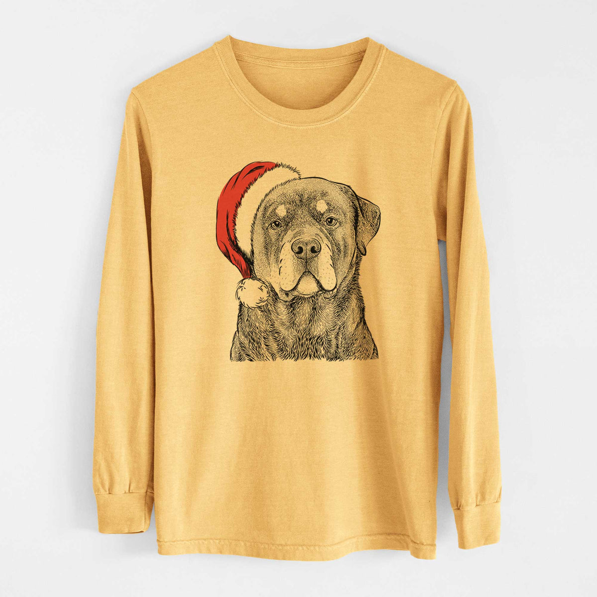 Santa Sarge the Rottweiler - Heavyweight 100% Cotton Long Sleeve